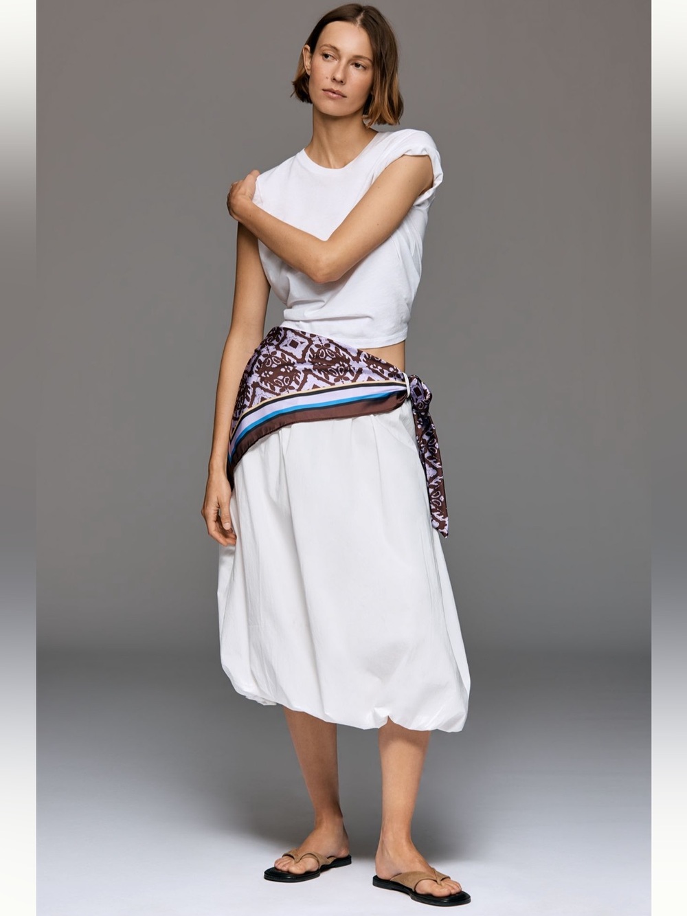 Anthropologie Maeve Scarf Midi Bubble Skirt with Patterned Sash - Size M - BNWT